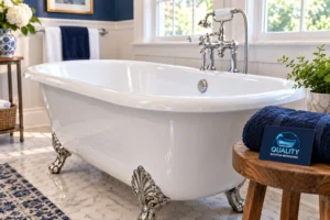 Quality Bathtub Refinishing before and after bathtub transformation in a North Carolina home