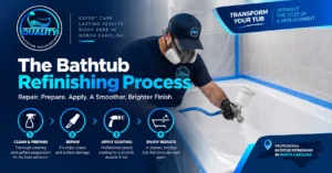 Bathtub refinishing in North Carolina restoring a worn tub with a smooth new finish