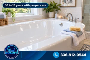 Well-maintained refinished white bathtub showing how proper care helps extend its lifespan