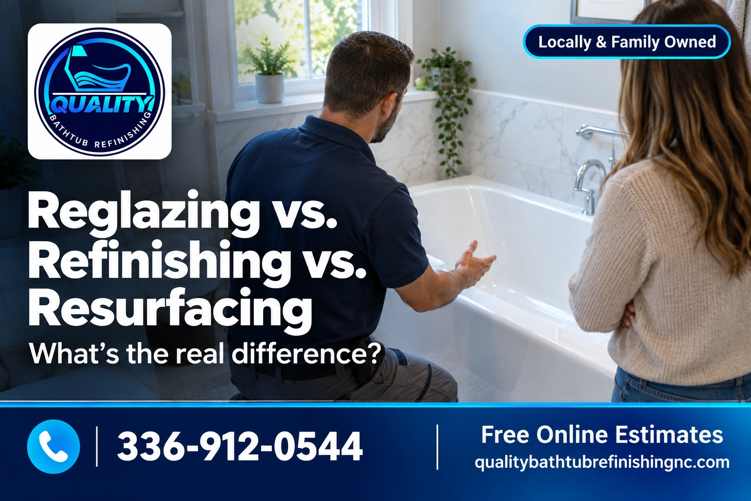 Reglazing vs refinishing vs resurfacing explained by Quality Bathtub Refinishing